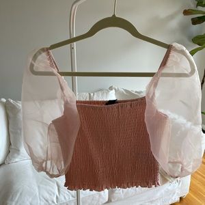 NWT Forever 21 Pink Puff sleeve top